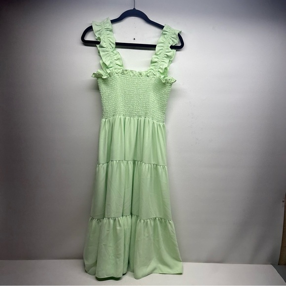 Amanda Uprichard Adelene Green Flutter Sleeve Sundress size L - Picture 5 of 10